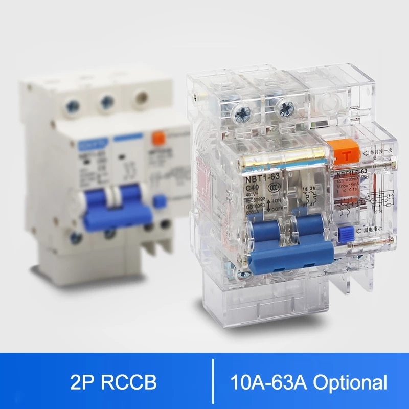 2 Pole DZ47LE NBT1LE 10A 16A 20A 25A 32A 40A 50A 63A Transparante Aardlekschakelaar Aardlekschakelaar Elcb rcbo Aardlekschakelaar