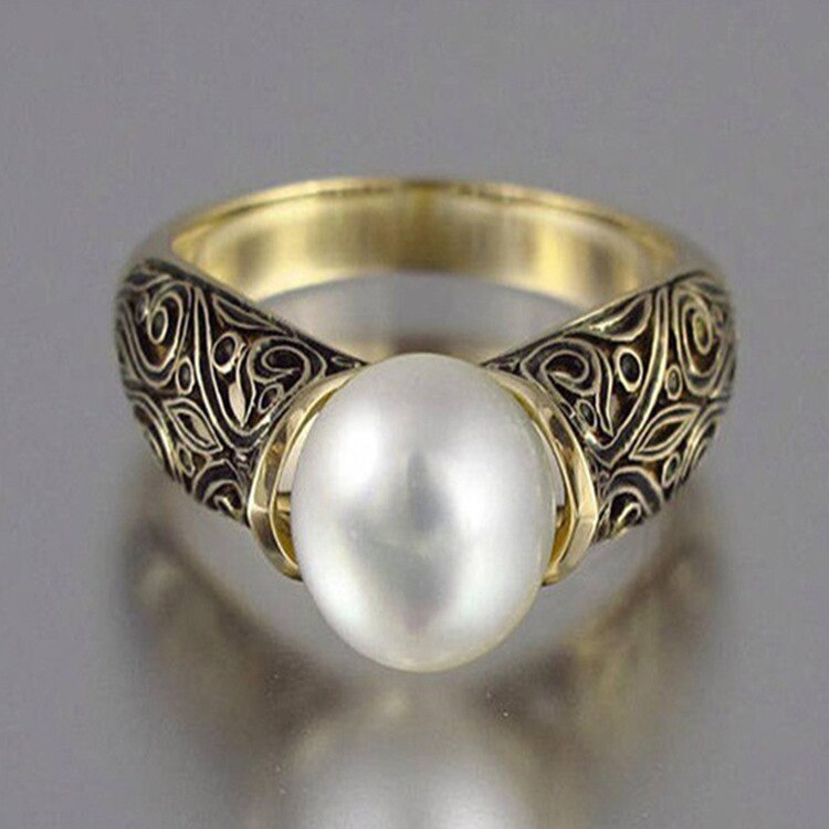 Vintage Bloem Grote Gesimuleerde Pearl Ring Sieraden Kostuum Sieraden De Koning Van De Ring Geeft EEN Aan EEN Vrouw roestvrij Ringen