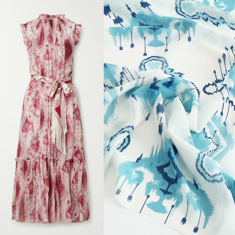 Tela de gasa de poliéster fina, medidor de tela, material de Camisa estampada, costura de vestidos, camiseta hecha a mano, bufanda
