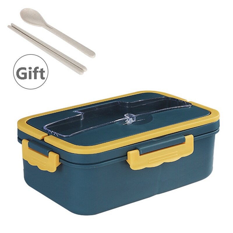Bento Box Japanese Style For Kids Student Food Container Wheat Straw Material Leak-Proof Square Lunch Box With Compartment: G392266 / 1500ml