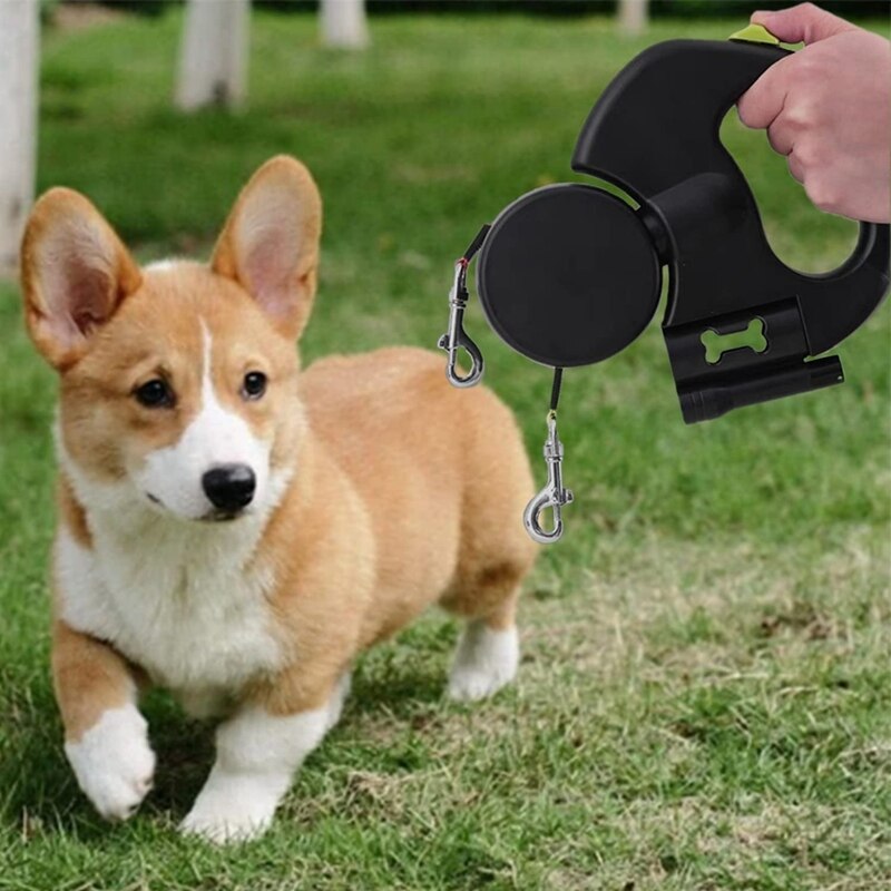 Dual Hond Touw Leash Met Licht Intrekbare Dubbele Huisdier Trekkabel Riem Draagbare Rotatie Huisdier Touw Voor 2 Honden lopen