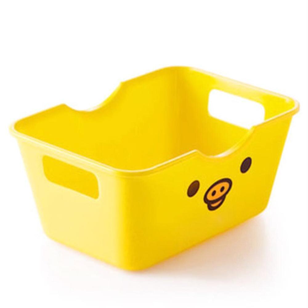 Mini Cute Cartoon Stationery Storage Box Debris Sorting Box Storage Box Rectangular Desktop Storage Box: Yellow