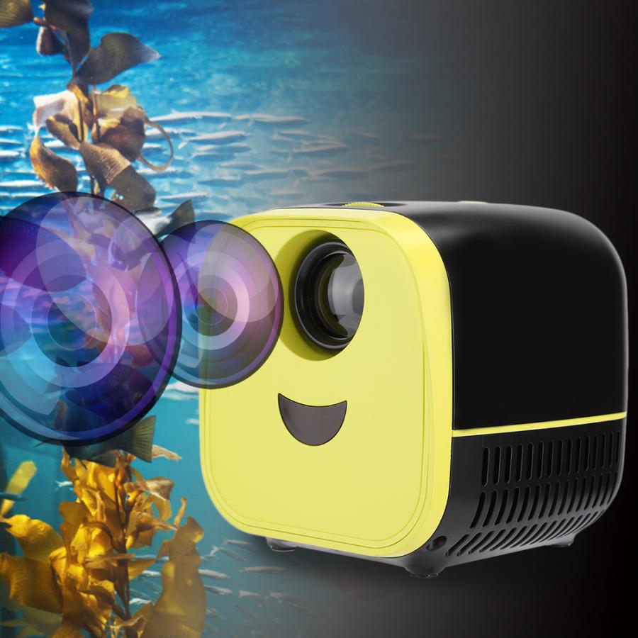 Portable 1080P 1000:1 Contrast 1000 Lumens Built-in Speaker Home LED Projector Black