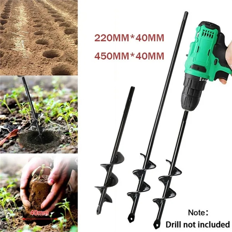 Foret en spirale pour tarière de jardin, jardinière de fleurs de jardinage, perceuse de terre, outil de creusement de trous de plantation, accessoires de foret pour sol en vrac