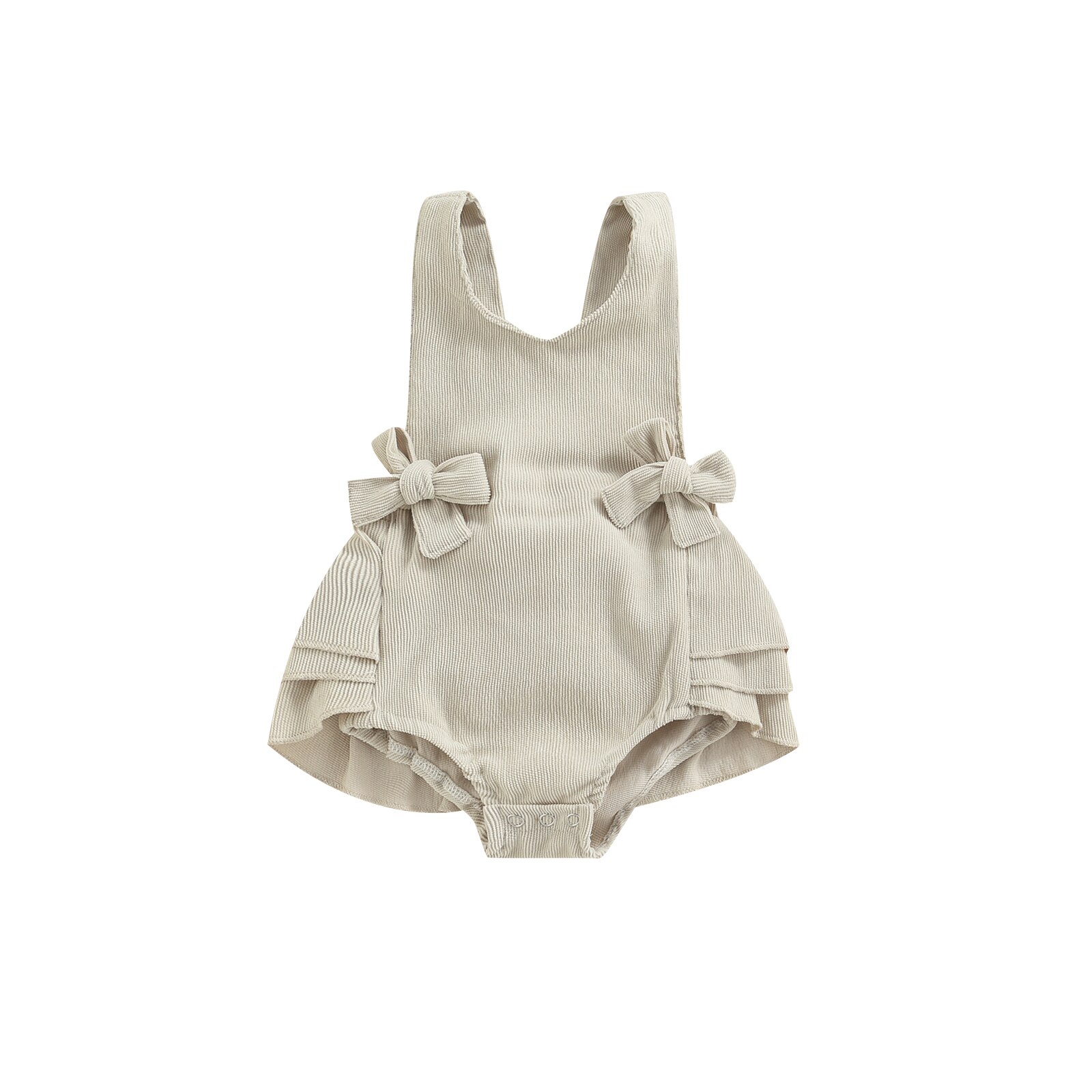 Kleinkind Baby Babyspielanzug, Kleinkind Junge Mädchen Einfarbig Rüsche ärmellos rückenfrei Verband Kabel Karosserie: Beige / 6m