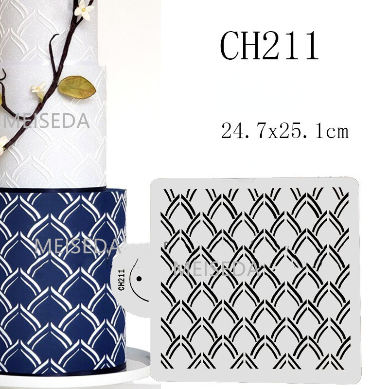 Cake Stencil Leaf Shape Pattern Cake Decorating Plastic Lace Cake Boder Stencils Template DIY Drawing Mold Baking Accessories: Ch211
