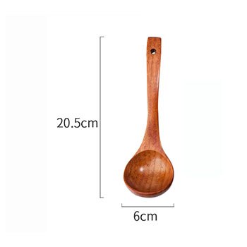 Large Wooden Soup Spoon Long Handle Natural Soup Spoons Healthy Eco-Friendly Wood Tableware Kitchen Accessories Multiple Sizes: A Size S