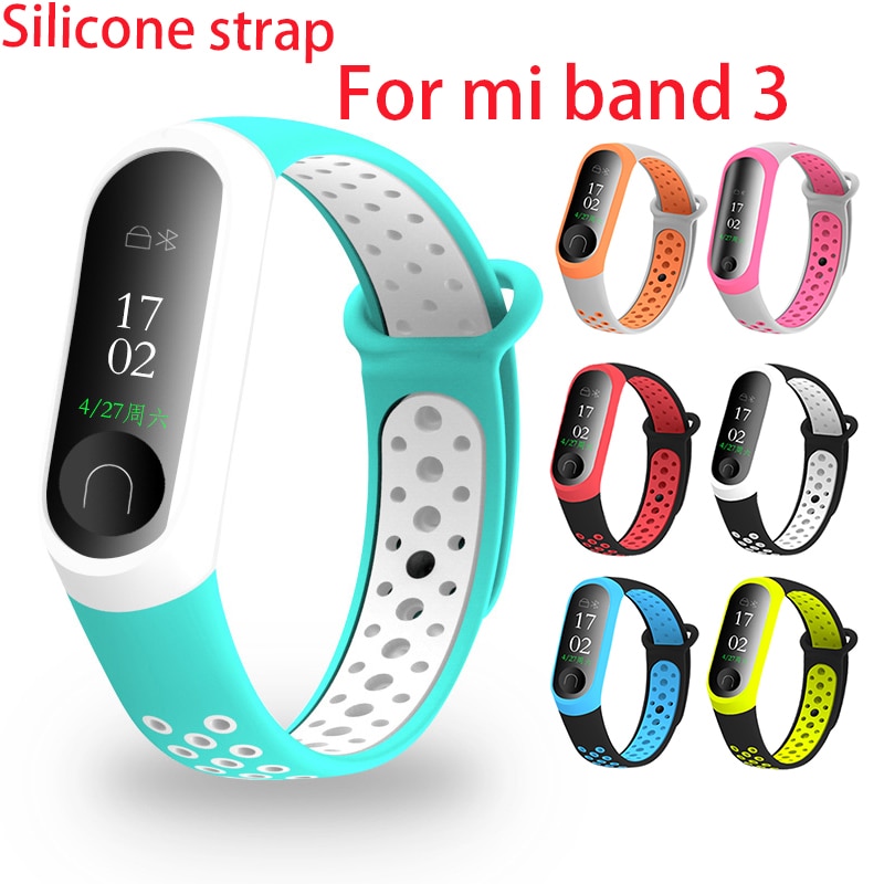 Silicone Smart Sports Bracelet Mesh Double Color Replace strap For Xiami Mi band 3 Waterproof Colorful Watch Band