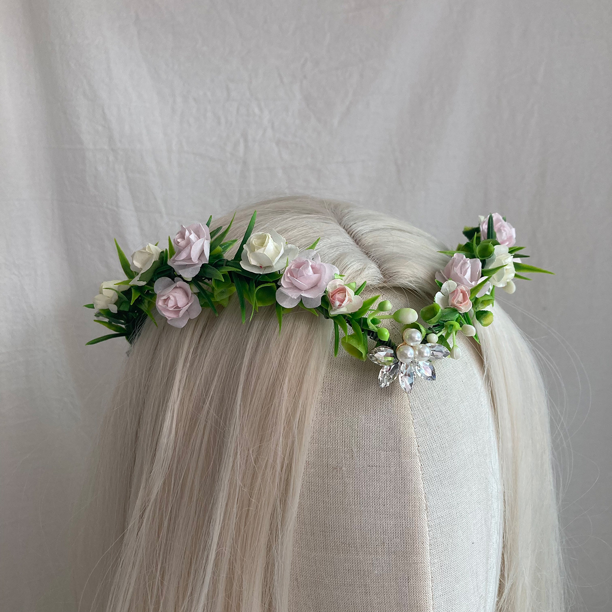 Purple Flower Headpiece - Fairy Floral Crown Woodland Elf Headband Forest Wreath Elven Tiara for Renaissance Cosplay Wedding: Antique Gold Plated