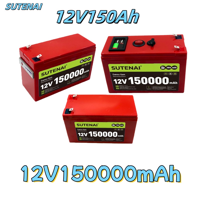12V 150Ah 18650 Litiumbatteri Oppladbart - Solenergi Elbil + 12.6V 3A Lader