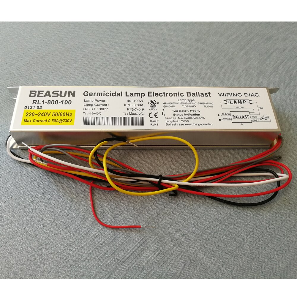 230V 95W Germicidal Lamp Electronic Ballasts UV Ballast IP64 RL1-800-100 UL CE Certificates for UV Lamps