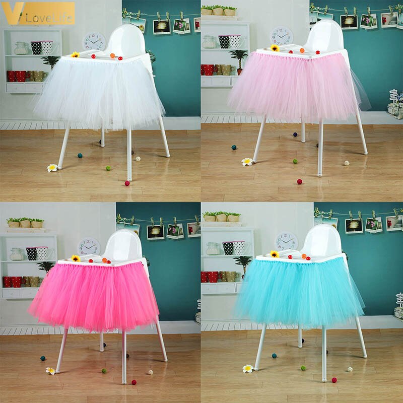 Hoge Baby Shower Tutu Tulle Tafel Rokken 100X35 Cm Verjaardag Thuis Textiel Voor Tafel Plint Stoel Thuis Textiel feestartikelen