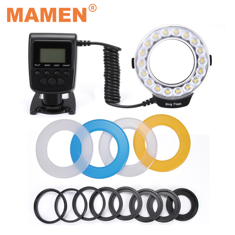 MAMEN 5-15 centimetri LED Macro Ring Flash Light Studio Luce 3000-15000K Per Canon Nikon Panasonic DSLR Della Macchina Fotografica Universale Flash Speedlite