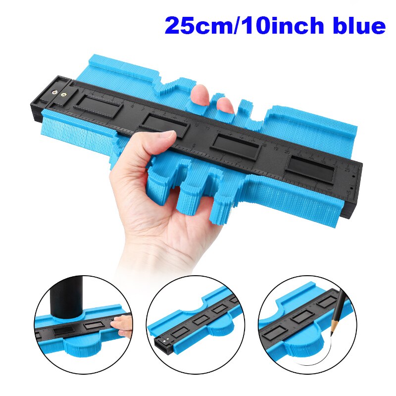5/6/10Inch Profile Measuring Tools Deep Duplicator Tiling Laminate Woodworking Irregular Plastic Gauge Contour Gauge Ruled: 10 inch Blue