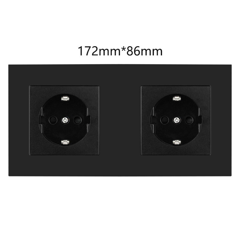 Wall Power EU Standard Socket Triple Singel Double Triple Quadruple Electricity Outlet Black 2.1A USB Plug Plastic Panel: 2EU Socket