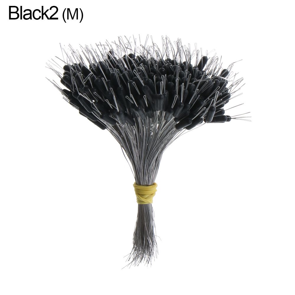 300pcs/pack Black Float Fishing Bobber Silicone Stopper Space Bean Connector Fishing Line Resistance Fishing Accessories 3 Sizes: M-black 2