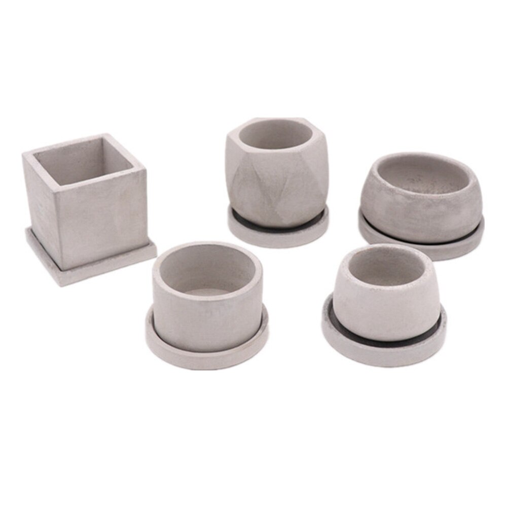 Breathable Corrosion-resistant Cement Flowerpot for Office Decoration Sturdy Mini Planter with Hole Practical Succulent