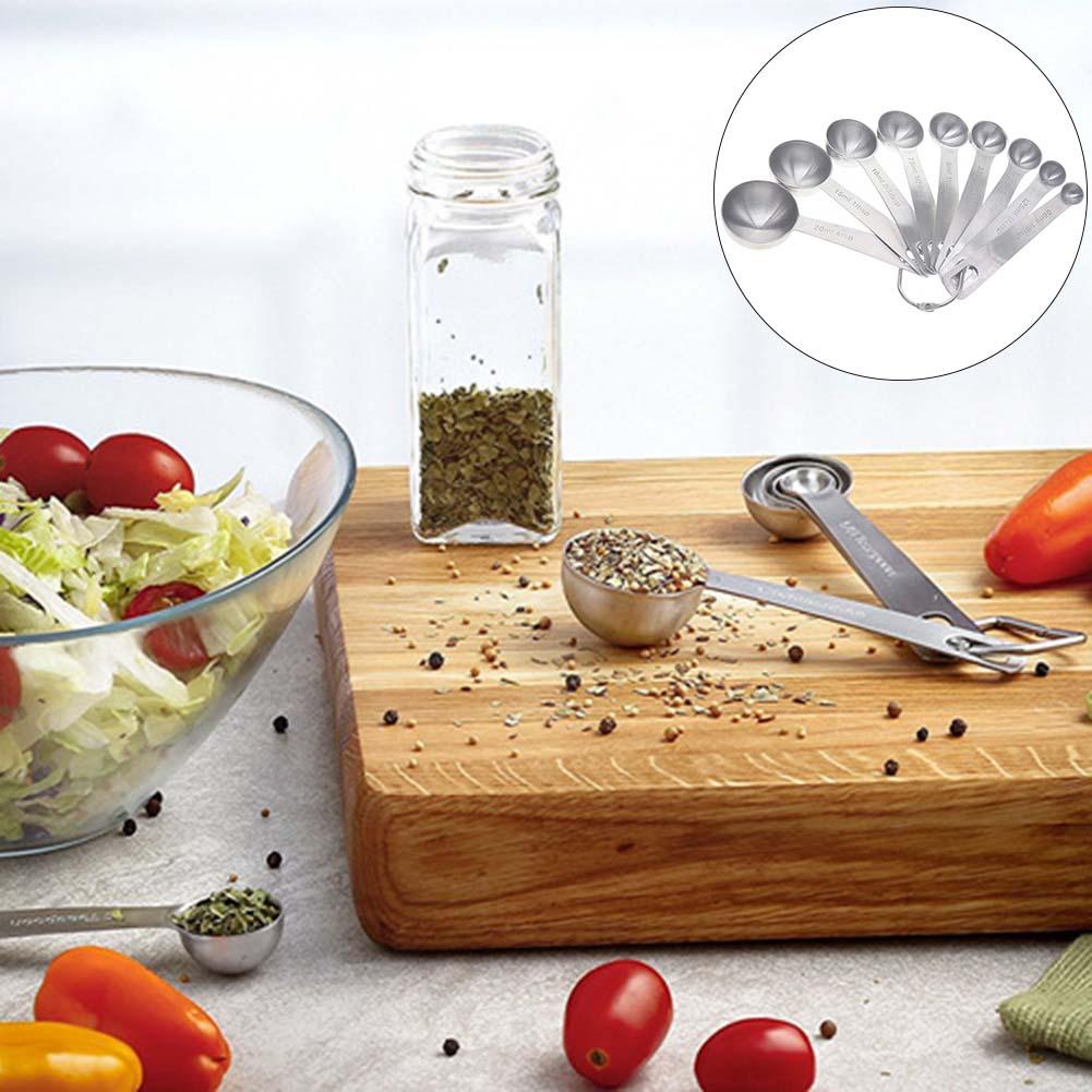 9Pcs Roestvrij Staal Meten Lepel Set Bakken Kruiden Koken Voor Keuken Tool Apparatuur