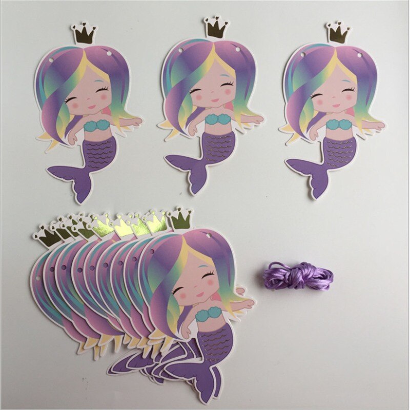 3m Cartoon Mermaid Banner Garland Baby Shower Birthday Party Flag Wedding Banner Party Decoration