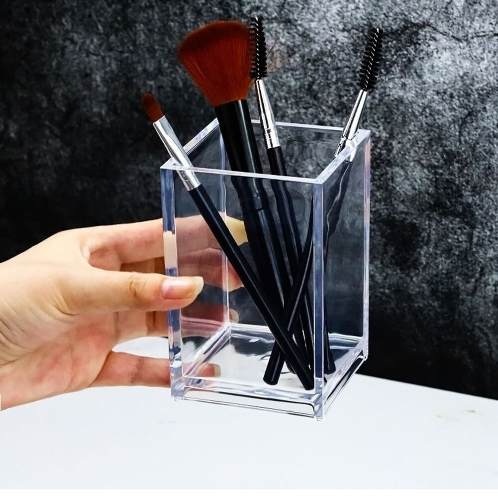 Opbevaring makeup makeup børstepotte med børster opbevaring akryl makeup organizer til kosmetik holder skrivebord kosmetik opbevaring