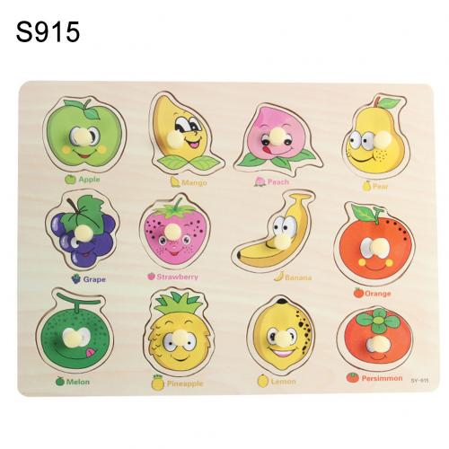 Animal Number Fruit Animal Wooden Puzzle Pairing Board Development Kids Toy Kids Educational Toys for Children: S915