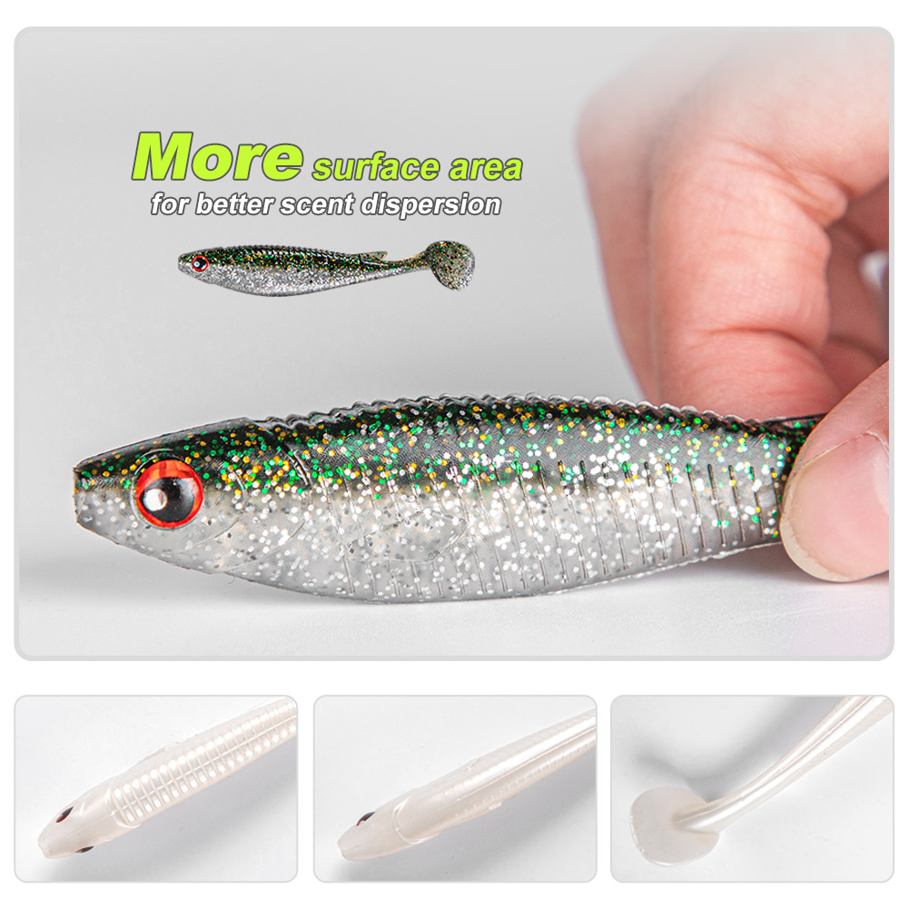 Noeby – leurre souple en PVC avec queue de pagaie, appât artificiel Wobbler idéal pour la pêche au brochet, yeux 3D, 11.5cm, 13.6g