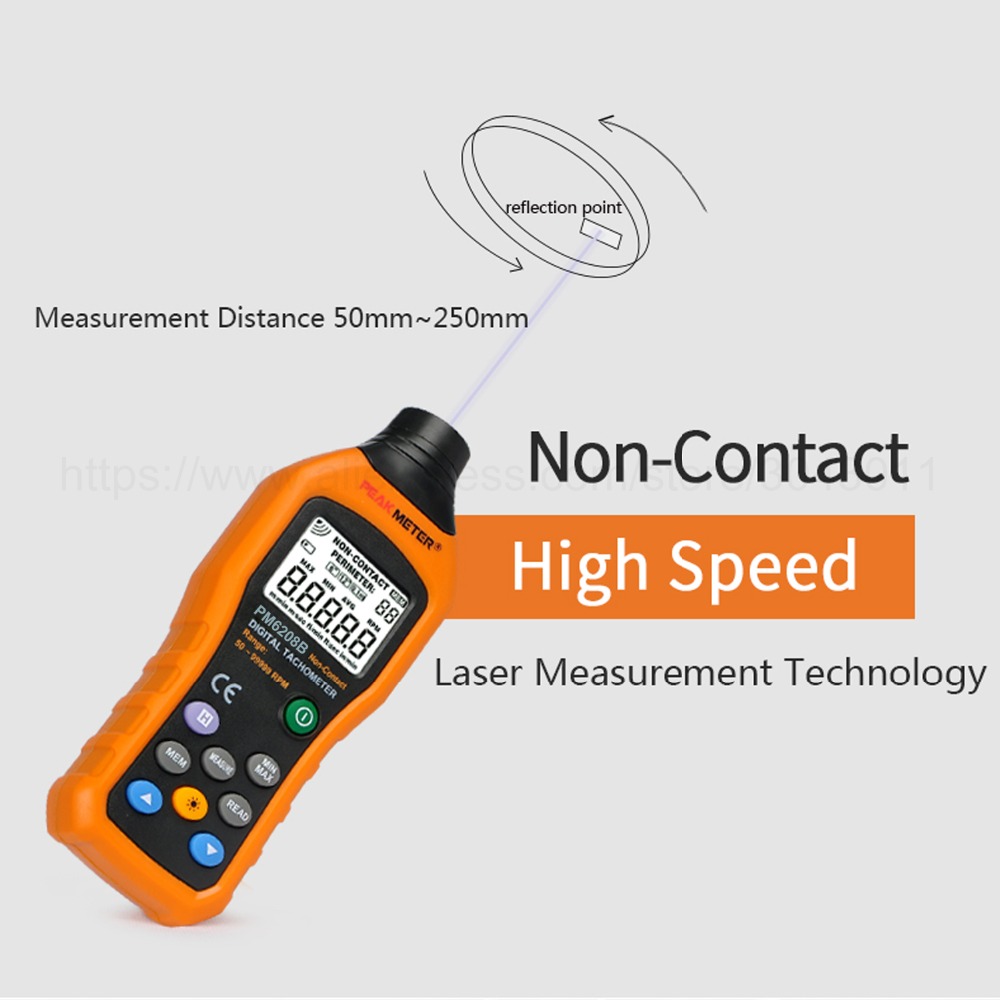 High-Precision Digital Tachometer Contact-type/Non-Contact 50-19999RPM Max Speed Meter Rotation Tester Electronic tachometer