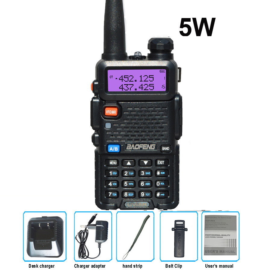 Baofeng UV-5R Walkie Talkie 5W Dual Band Ham Two Way Radio UV 5R Vhf Uhf FM Radio Handheld Hunting Transceiver Two-Way UV5R: Red