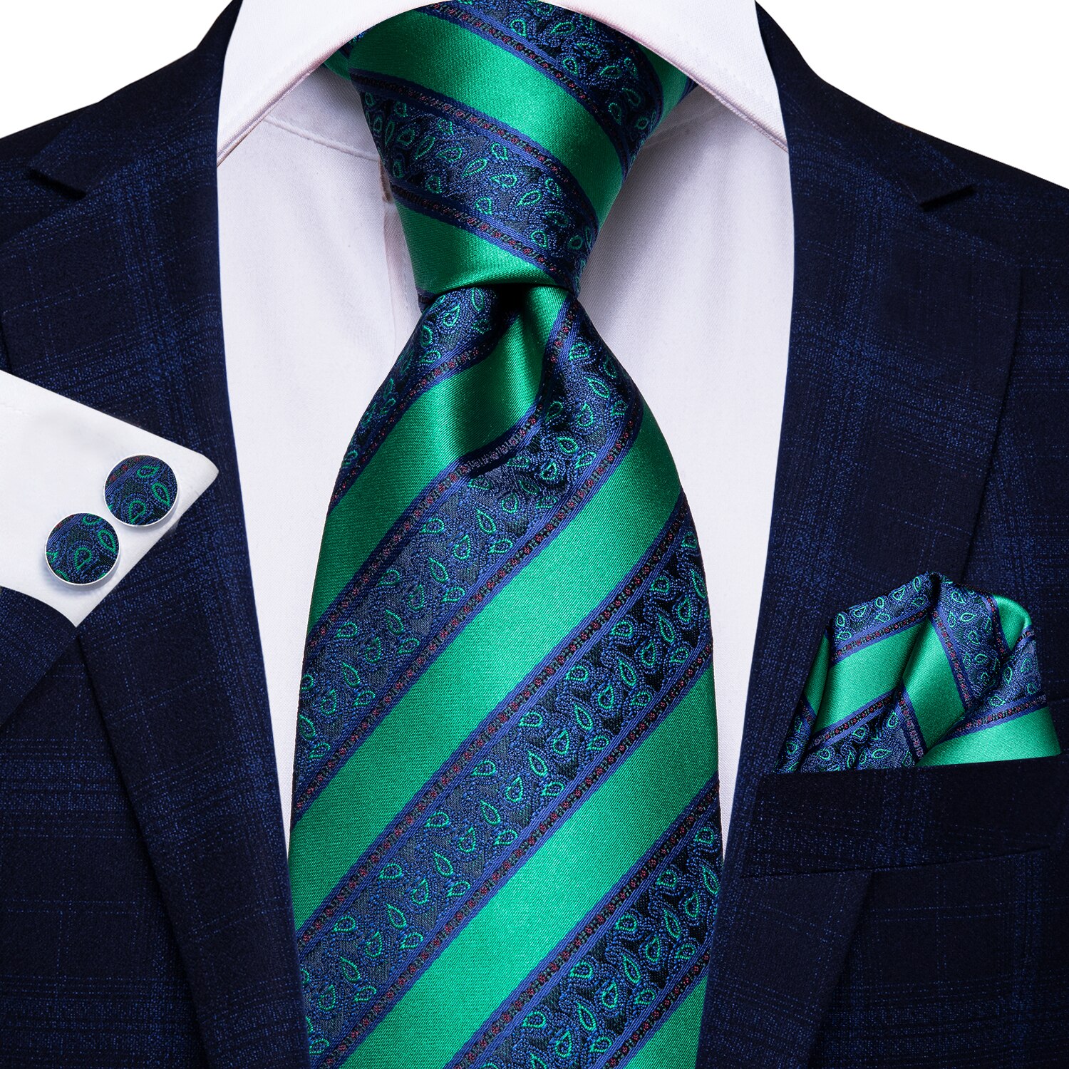 Hallo-Krawatte Grün Neue -Geschäft Paisley 100% Seide herren Krawatte Krawatte 8,5 cm Krawatten für Männer Formale luxus Hochzeit Gravata: SN-3131