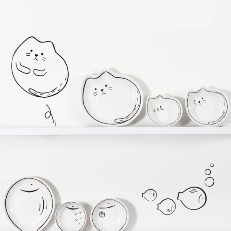 Cartoon Dinner Plate Set Ceramic Kitchen Plate Breakfast Tableware Set Food Dishes Rice Salad Noodles Bowl Soup Kitchen Tool