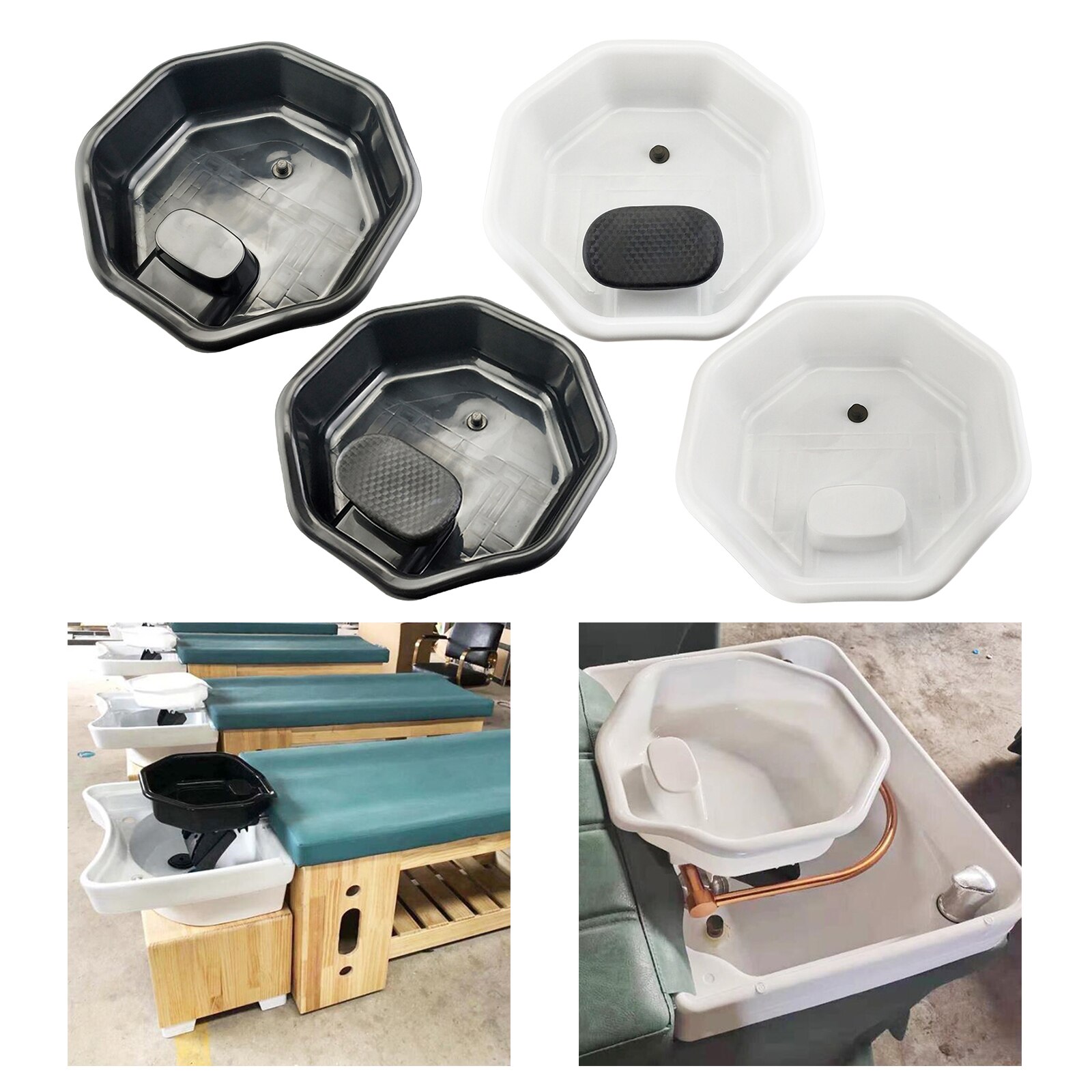 Lavabo de champú para el cuidado de los pacientes, lavado de pelo con respaldo, Bandeja de lavado de pelo en la cama, portátil, bandeja con Bol