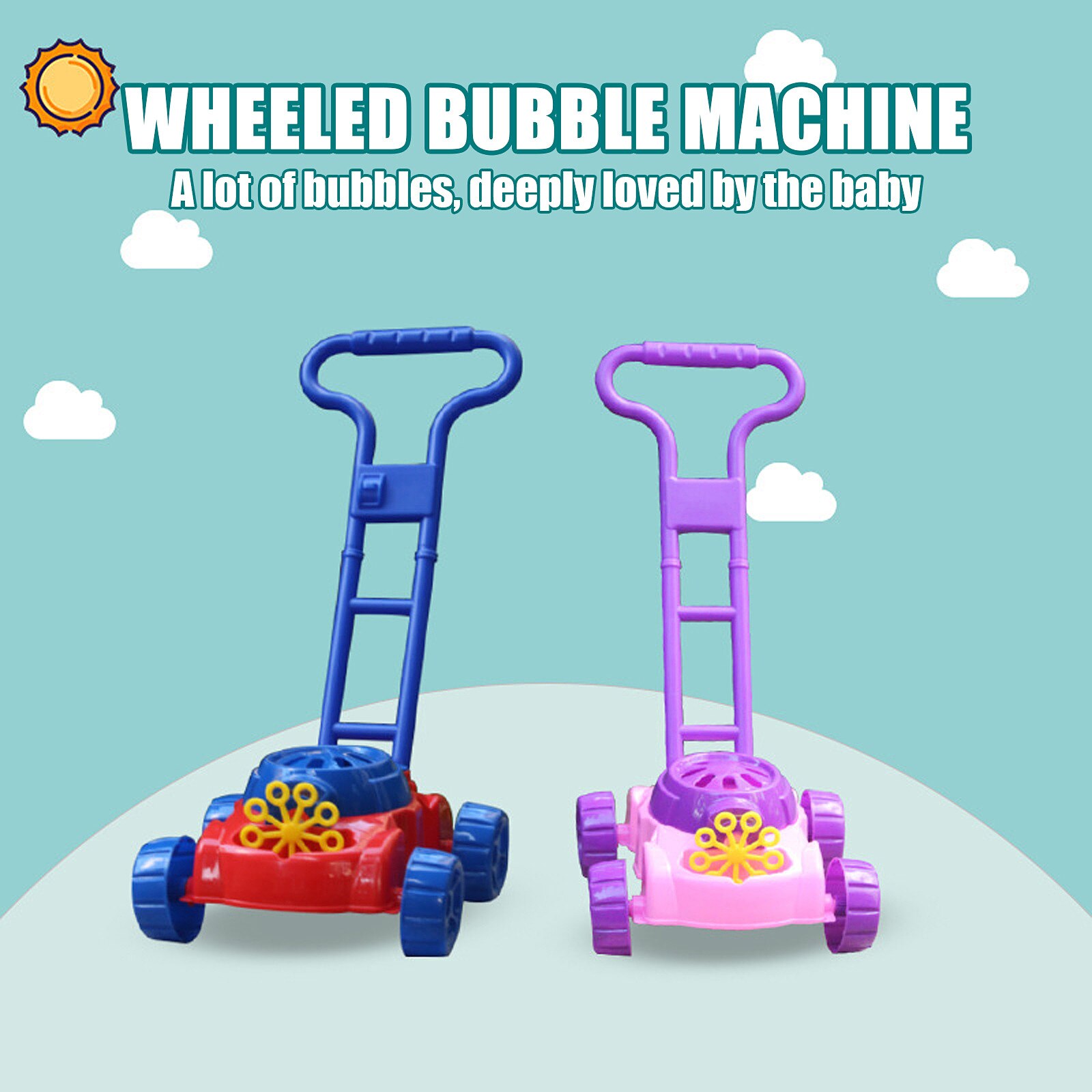 Outdoor Speelgoed Bubble Machine Speelgoed Voor Jongens Meisjes, bubble Grasmaaier Met 118Ml Bubble Oplossing Kinderen Speelgoed Zeepbel Trolley