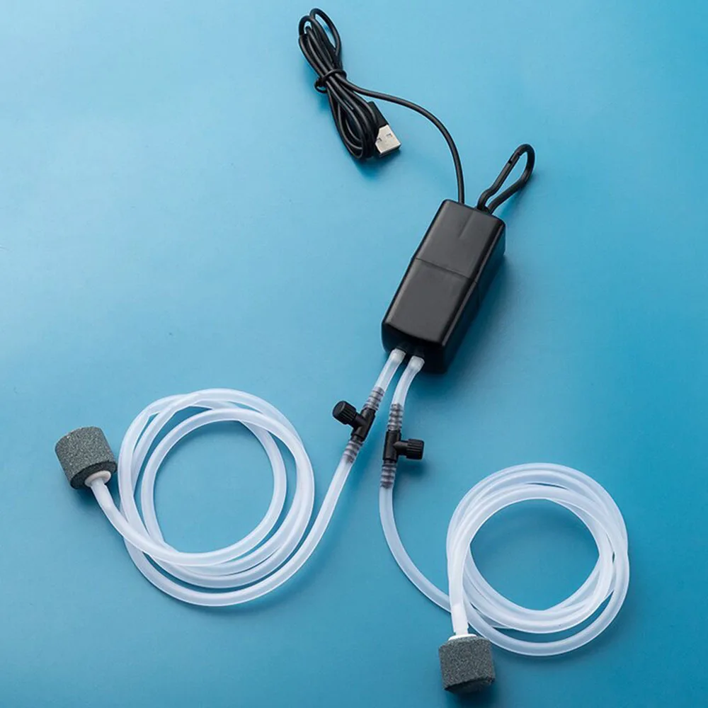 Akvaarion happipumppu akvaario usb hiljainen ilmakompressori ilmastin kannettava mini pieni hapetin akvaariotarvikesarja: Punainen