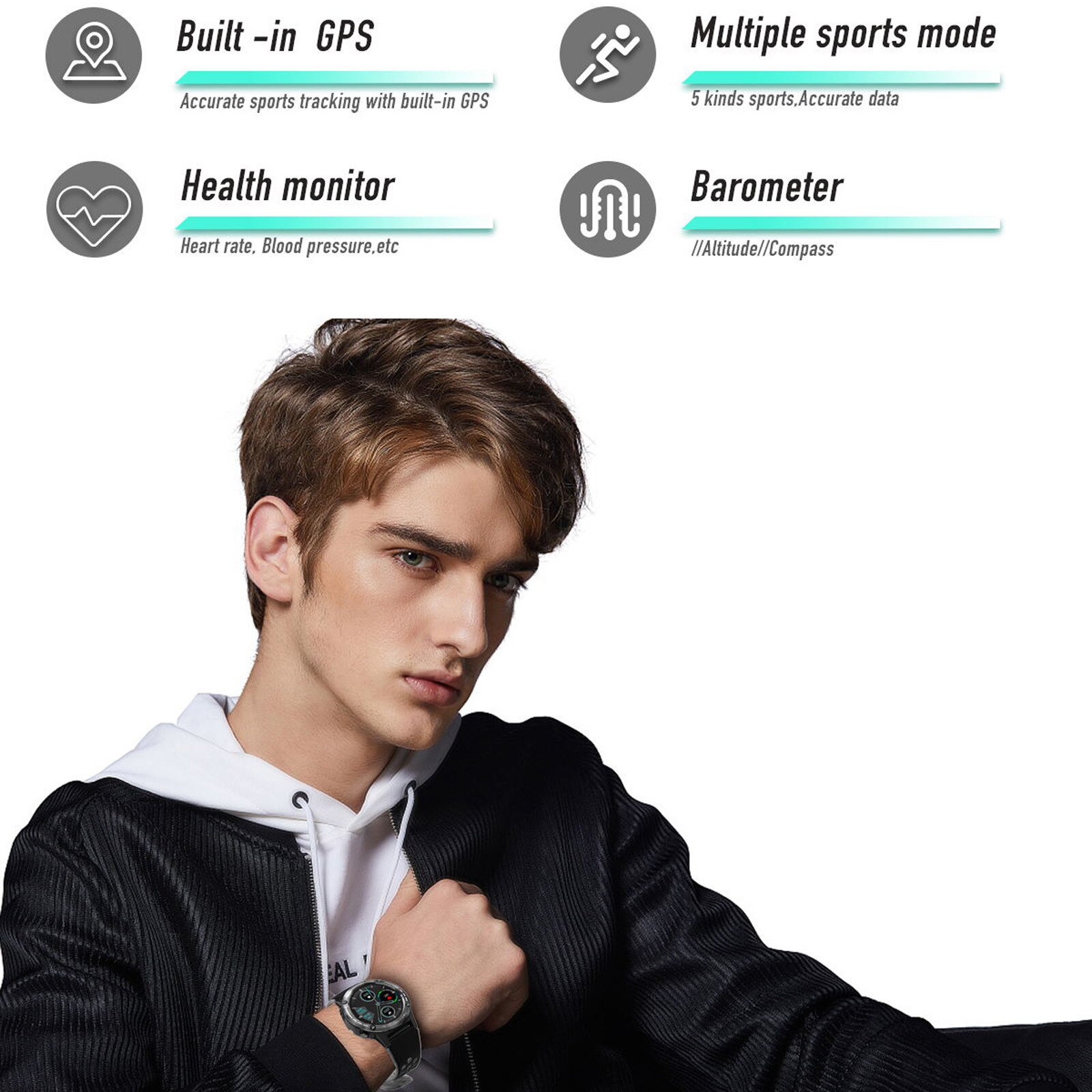 GPS M6 Männer 1,3 Zoll 360MAH Bluetooth Anruf Kompass Barometer Smartwatch draussen Sport Wasserdichte Uhren Мужские Часы