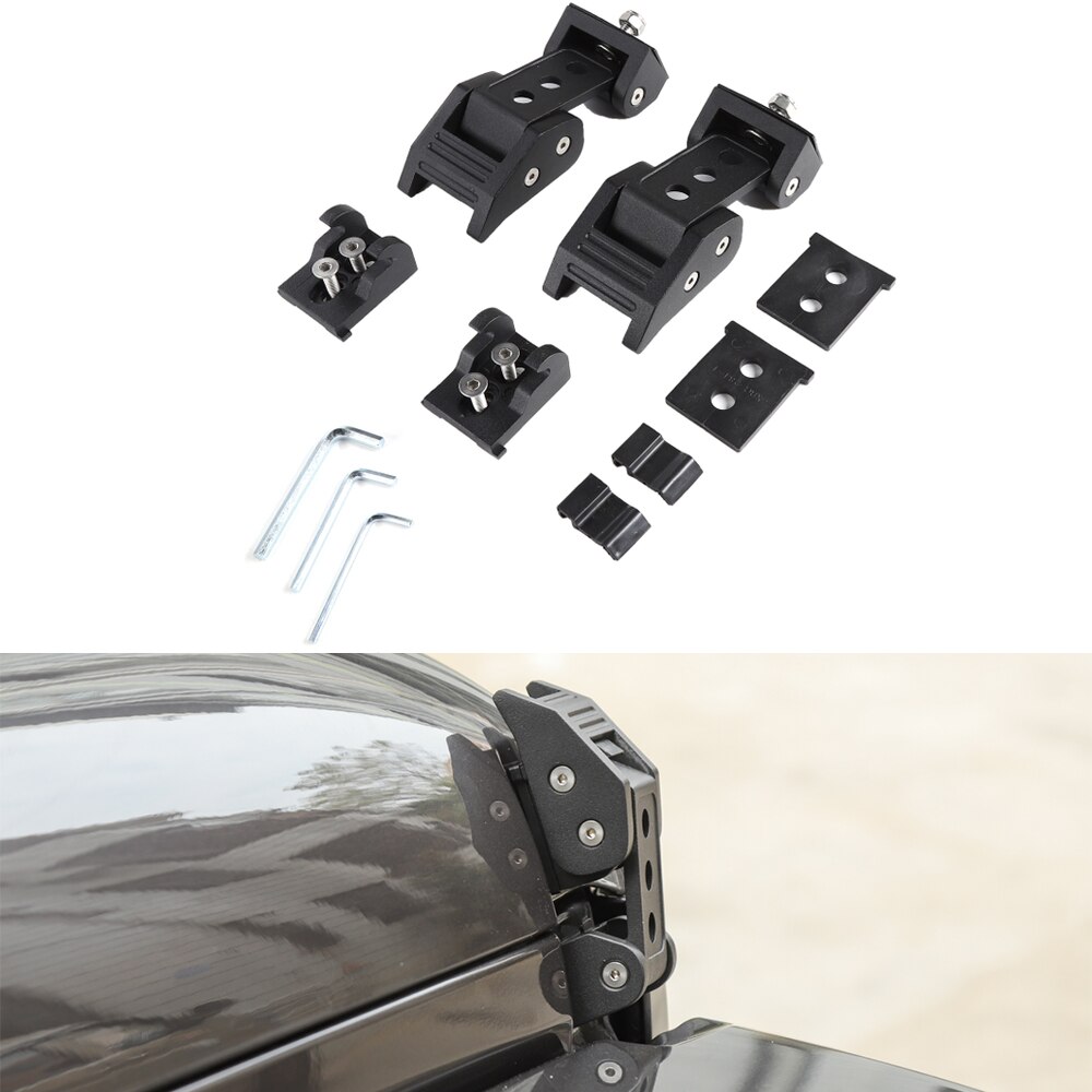 Para Jeep Wrangler JL 2018 2019 2020 Black Chrome Motor Capô Bloqueio Trava Catch Tampa Exterior ABS Carro de Segunda Geração styling: METAL black