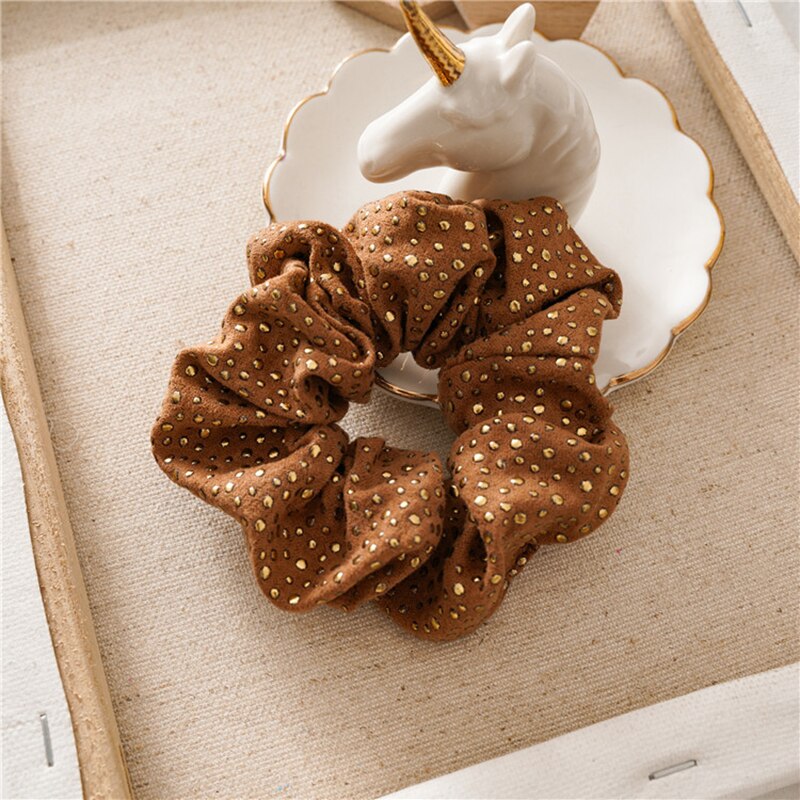 Lazos para el pelo para mujer, remache dorado, banda elástica para el pelo, coletero, banda de goma para niña y mujer, accesorios para el cabello, tocados: Café
