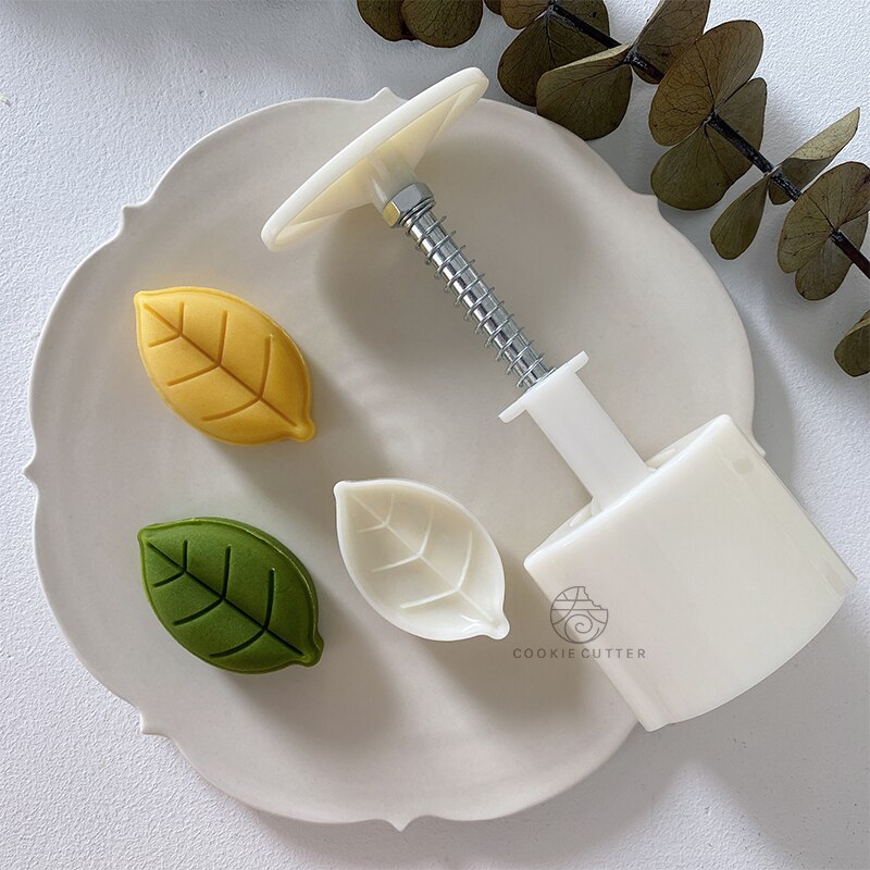25-35g blad stempel mung bønne kage måne kage form kage udstikker wienerbrød dessert bageform fondant kage dekorationsværktøj genanvendelig