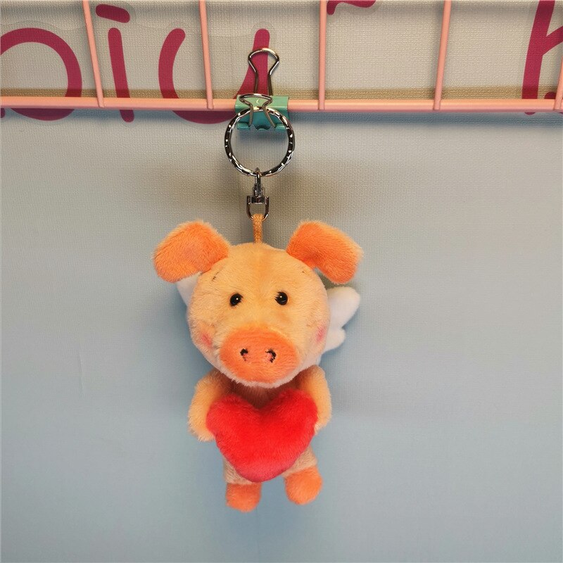 Net red cute Star same style pig pendant car keychain plush bag baby bed decoration soft Soothing doll christmase: hold love bear 10cm