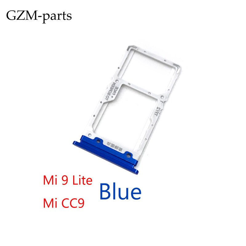 Gzm-parts Voor Xiaomi Mi 9 Lite Mi CC9 Pro Note 10 Mi 10T Lite Poco X3 sim-kaart houder Lade Slot: mi 9 Lite blue