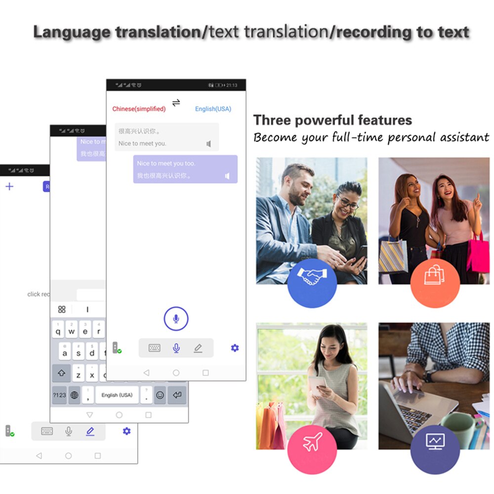 K8 Voice Translator Multi-language Portable Smart BT Voice Translation for 68 Language Learning Abroad Travel Business Lecture