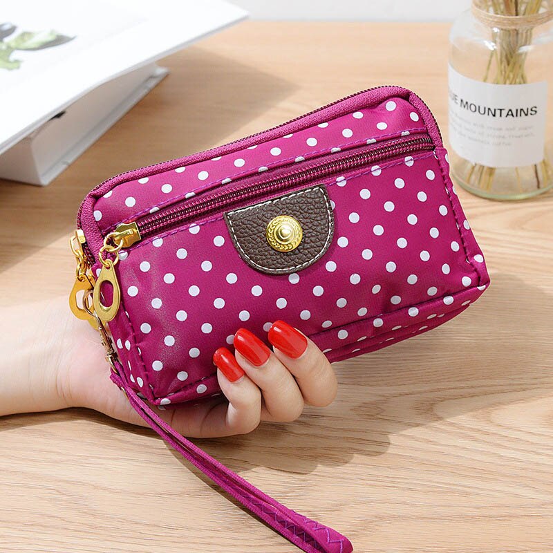 Mara's Dream Canvas Bag Handbag Female Korean Version of The Three Zipper Multi-layer Wallet Hand Bag Small Mobile: D Violet