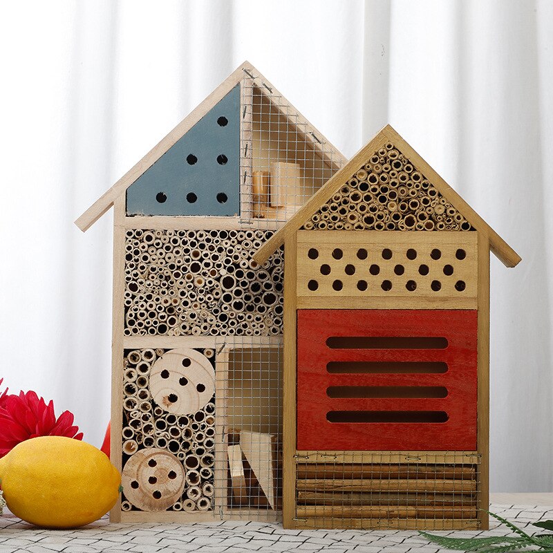 Insect House Natural Wooden Bee Hotel Butterfly Habitat for Gardens Ladybugs(Ladybirds), lacewings, Butterfly,Mason Bee,Solitary