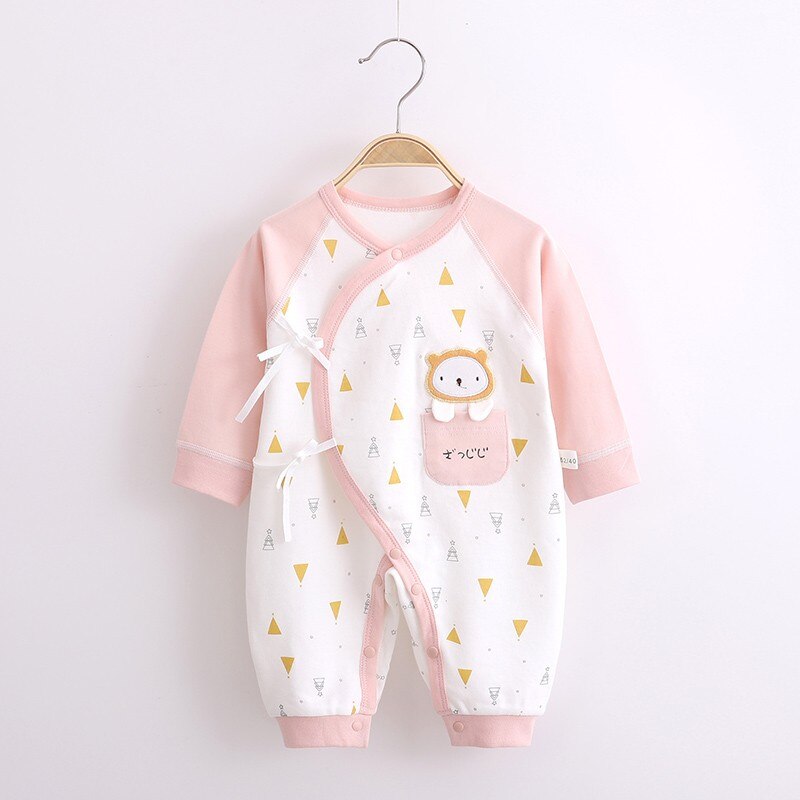 Pasgeboren Baby Jongen Meisje Jumpsuit Puur Katoen Leuke Leeuw En Kleine Vos Lange Mouwen Jumpsuit Baby Kleding Pyjama Vier seizoenen