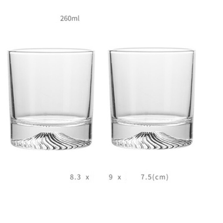 2Pcs Iceberg Whiskey Glass Bottom Raised Ice Mountain Rock Whisky Tumbler Party Bar Drinkware Accessories: Spiral
