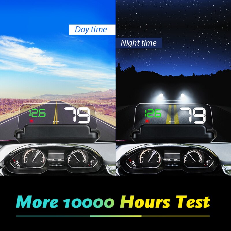 HUD Spiegel Auto LED Kopf hoch Anzeige Windschutzscheibe Geschwindigkeit Projektor Sicherheit Alarm Wasser Temp Überdrehzahl KMH RPM Spannung Tacho