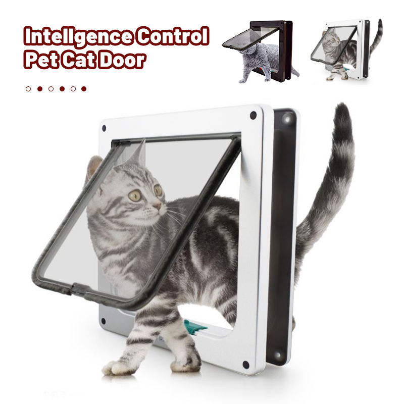 Puerta de seguridad para gato, puerta con Control inteligente, 4 vías, ABS, para perros y gatos pequeños
