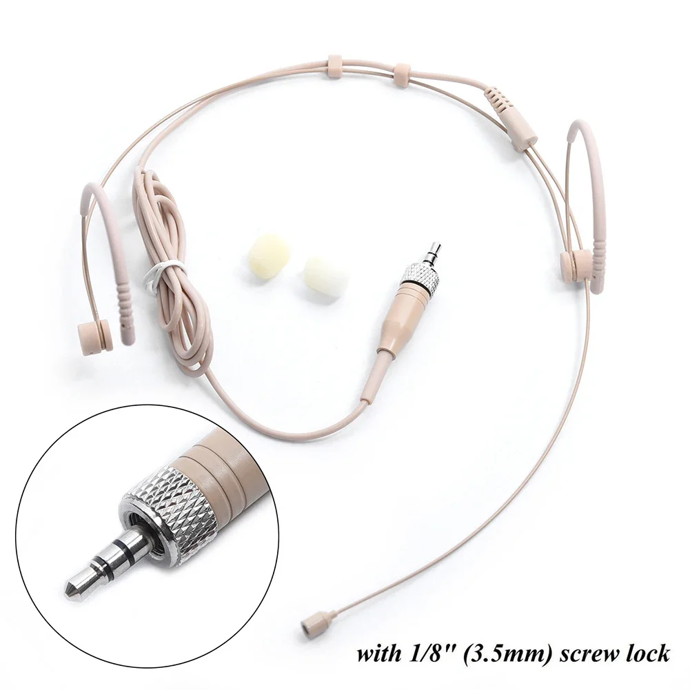 Beige Double Earhook Headset Mic 3.5mm 3 Pin 4 Pin XLR Plug Headworn Microphone Portable Audio & Video