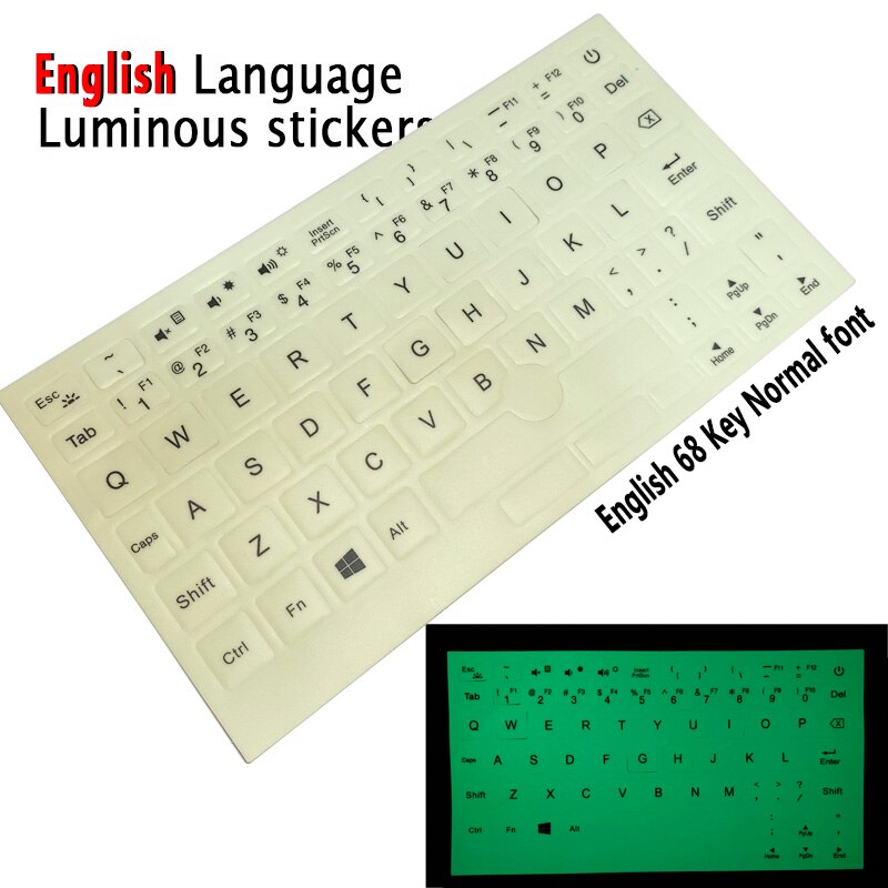 SR Luminous Italian Arabic Korean German Spanish French Japanese English Hebrew THAI Language Keyboard Stickers Cover Skins