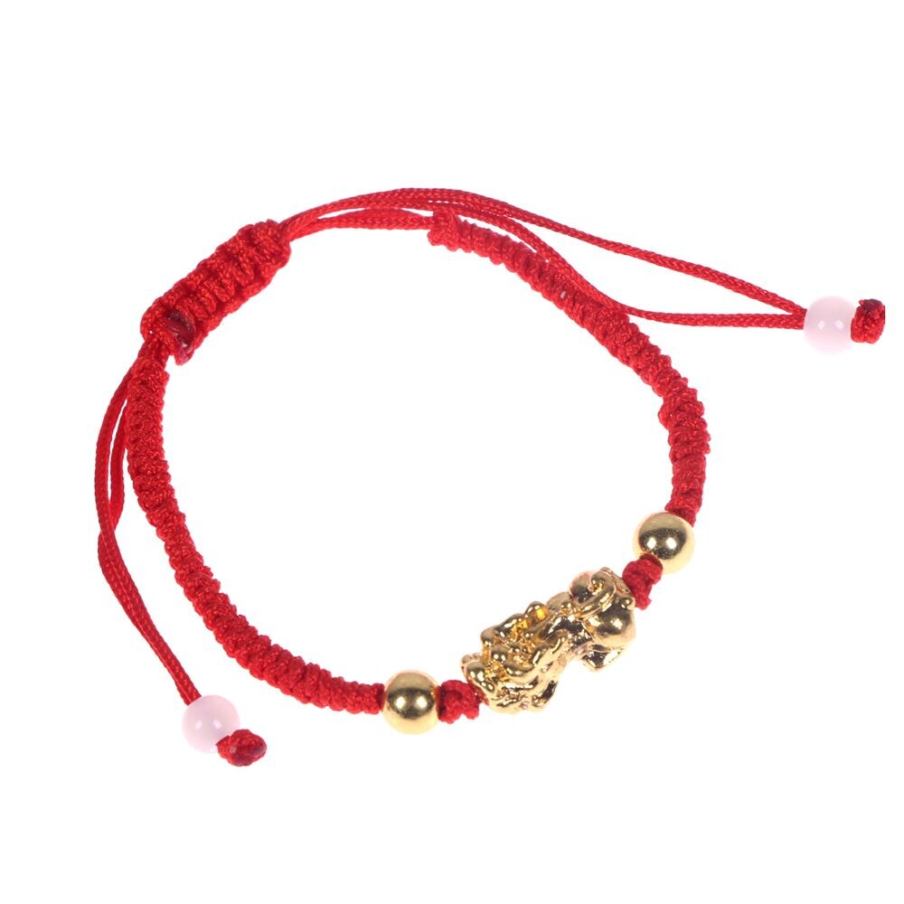1Pcs Vrouwen Geluk Armbanden Kraal Rode Draad Chinese Feng Shui Gold Pi Xiu Kabbalah Red String Armband Boze Oog bescherming