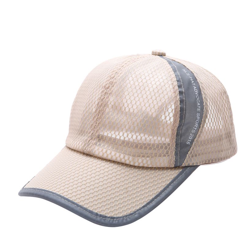 Tennis Cap Baseball Hat Women Men Angled Brim Patchwork Polyester Outdoor Sport Hiking Fishing Net Golf Cap Headwear 1PC: KHAKI